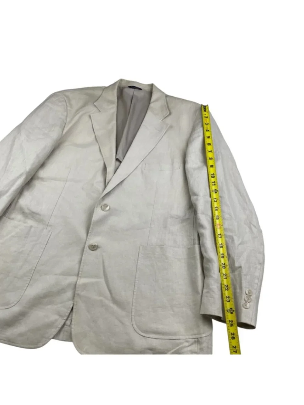 Alan Flusser Men’s 100% Linen 2-Button Blazer Jacket Beige • 46R | XL